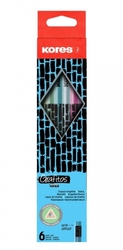 Obyčejná trojhranná tužka Kores Grafitos Style (metalicka) č. 2 (HB) - 6ks