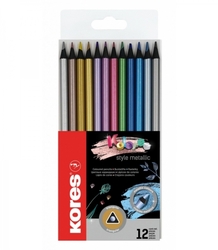 Trojhranné pastelky Kores Kolores  Metalické - 12 barev