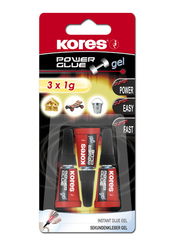 Vteřinové lepidlo Kores - Power Glue Gel, 3x1 g