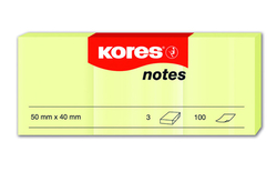 Samolepicí bločky Kores žluté 50x40 / 100 lístků v bločku - 3 ks  v jednom balení