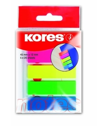 Neonové záložky Kores Index Strips 45x12 mm / 5 barev / 25 lístků á barva