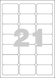 Univerzální samolepicí etikety Spoko, 63,5 x 38,1 mm, 21 etiket na A4,  2100 etiket v balení, zaoblené rohy