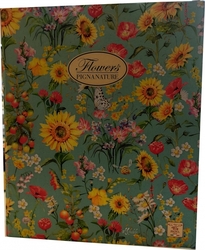 Pákový pořadač Pigna Nature Flowers, A4, hřbet 80 mm, mix motivů,Motiv Slunečnice na tyrkysovém podkladu