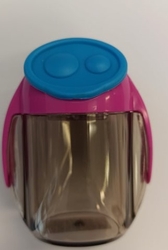 Ořezávátko Kores dvojité plastové se zásobníkem - Migoo, Barva Modrý střed, růžový bok
