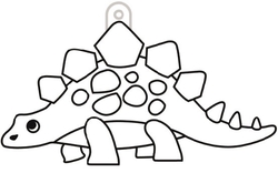 Závěsná sklíčka k vybarvení barvami na sklo cca 8 cm, mix,Motiv Stegosaurus