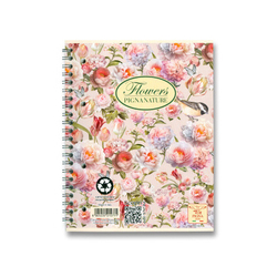 Kroužkový blok Pigna Nature Flowers - A4, linkovaný, 60 listů, mix motivů