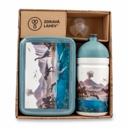 Set Zdravá lahev na pití  0,5 l a box na svačinu Zdravá sváča - dinosauří svět