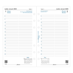 Náhradní náplň do Diáře Filofax 2025 - A6 osobní, den/1 strana