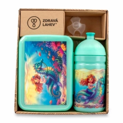 Set Zdravá lahev na pití  0,5 l a box na svačinu Zdravá sváča - mořská víla