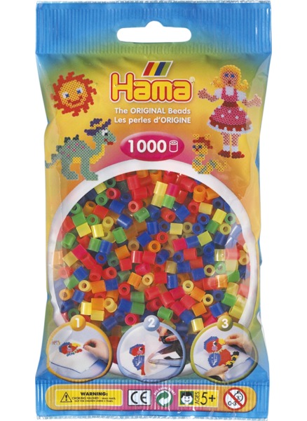 Zažehlovací korálky v sáčku neonové - Mix 1000 ks