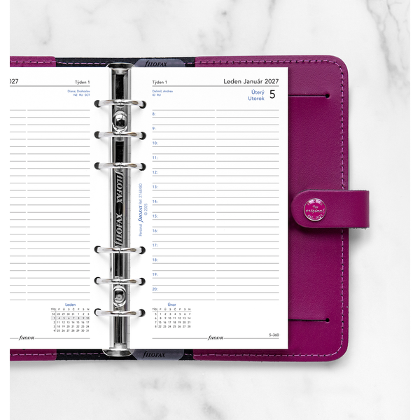 Náhradní náplň do Diáře Filofax 2027 - A6 osobní, týden na dvě strany