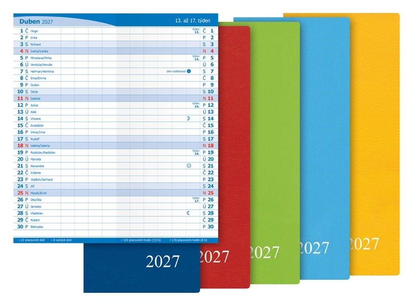 Kapesní měsíční diář 2027 MFP - color