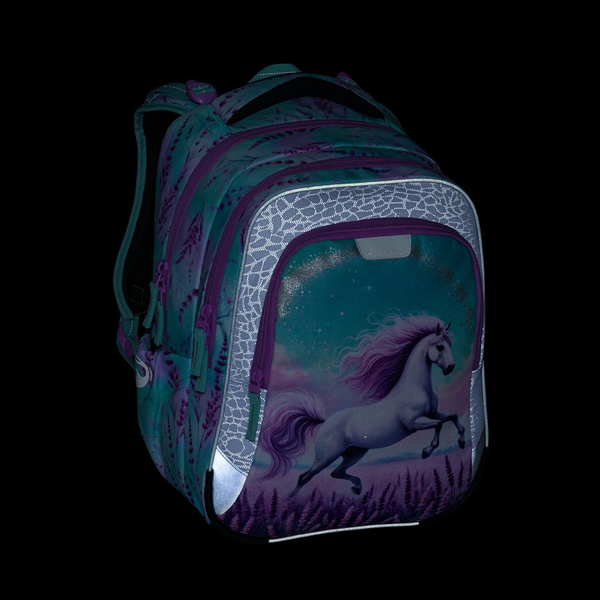 Školní batoh pro holky Bagmaster Lumi 26 A - kůň - malý set  