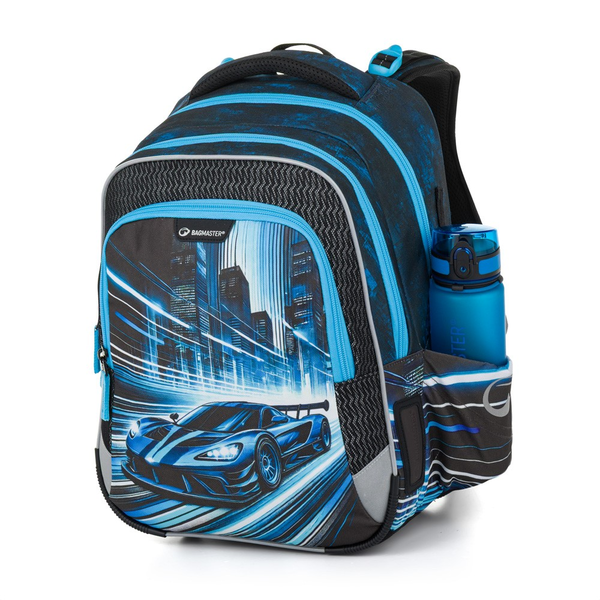 Školní batoh pro kluky Bagmaster Lumi 26 C - auto - malý set 