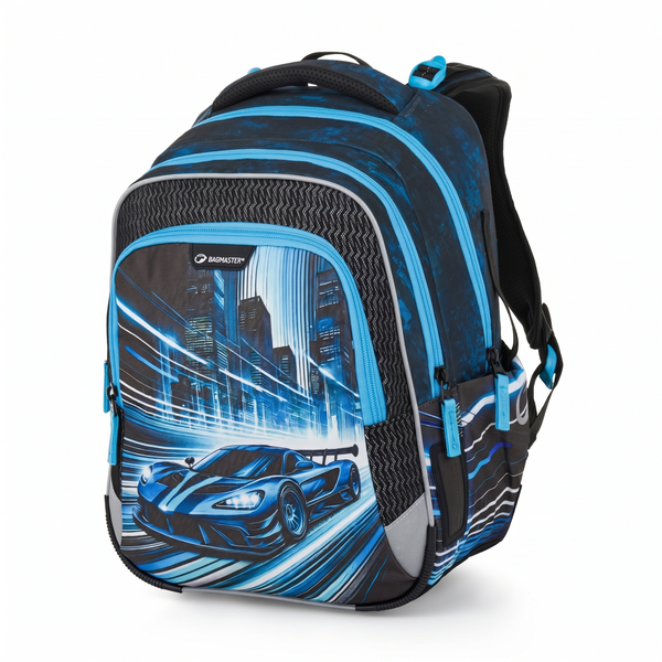 Školní batoh pro kluky Bagmaster Lumi 26 C - auto - malý set 