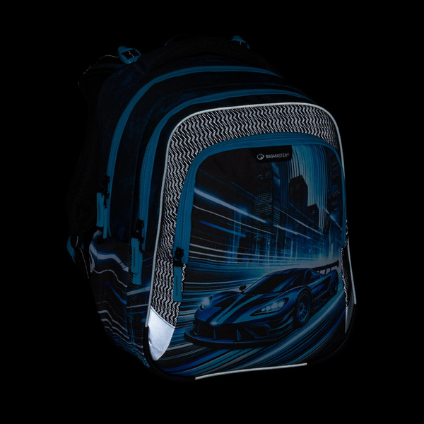 Školní batoh pro kluky Bagmaster Lumi 26 C - auto - malý set 