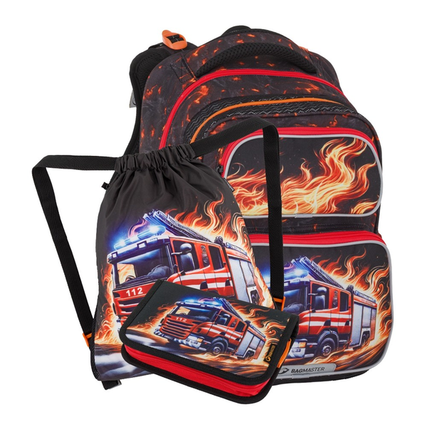 Školní batoh pro kluky  Bagmaster Dopi 26 B - hasiči - malý set