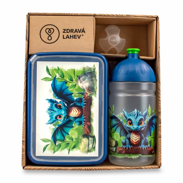 Set Zdravá lahev na pití  0,5 l a box na svačinu Zdravá sváča - dinosauří svět - kopie