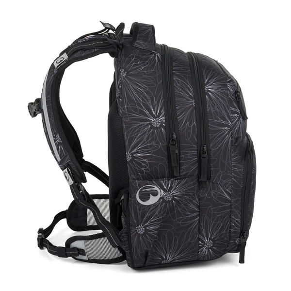 Studentský batoh pro holky Bagmaster Zipster 25 A - bílé květy 