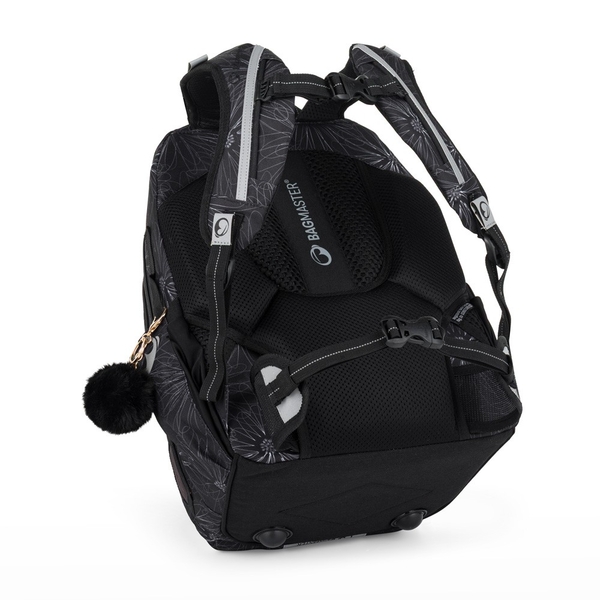 Studentský batoh pro holky Bagmaster Zipster 25 A - bílé květy 